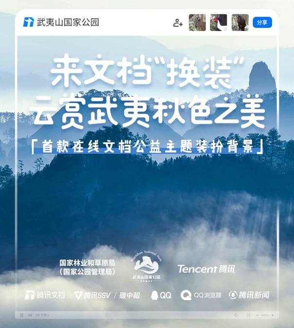 國家林業(yè)和草原局聯(lián)合騰訊公司 推出國內首款在線文檔公益主題裝扮背景