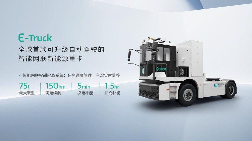 注：全球首款可升級(jí)智能網(wǎng)聯(lián)新能源重卡E-Truck